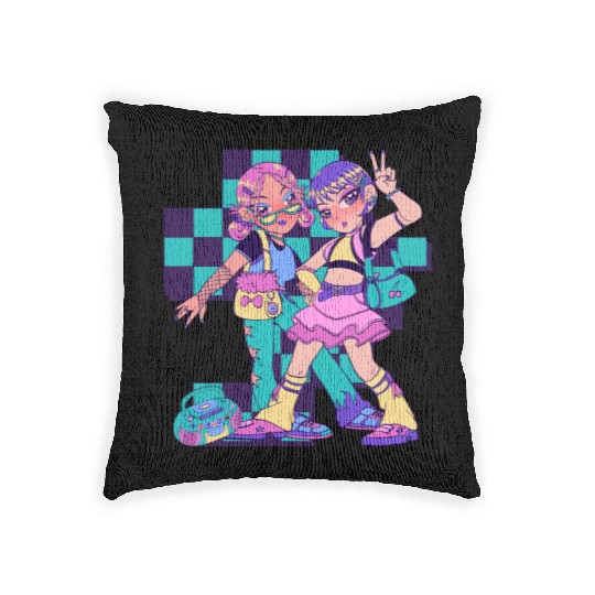 Purple And Green Bold Girl Woven Pillows