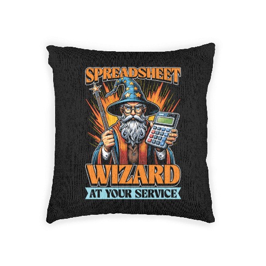 Accounting Spreadsheet Wizard Bookkeeper Auditor Woven Pillows