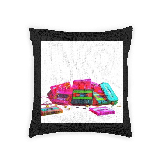 Vibrant Retro Cassette Tape Pattern Woven Pillows