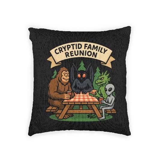 Cryptid Family Reunion Woven Pillows