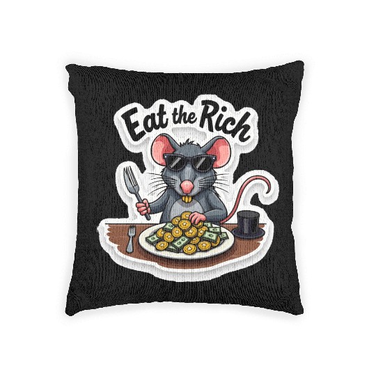 Eat the Rich Rat – Street Rebellion Woven Pillows