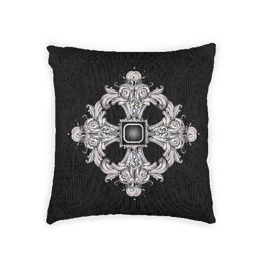 Arabesque Ornament with a Baroque Flair in Gray Woven Pillows