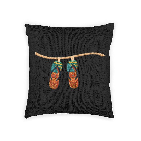 Colorful Summer Flip Flops Pattern Woven Pillows
