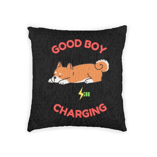 Good Boy Charging – Lazy Shiba Inu Woven Pillows