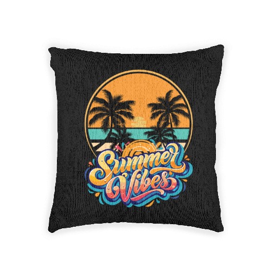 Tropical Sunset Summer Vibes Design Woven Pillows