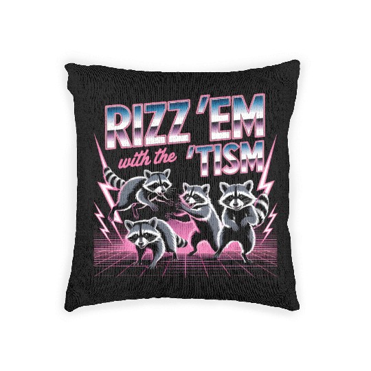 Funny Raccoon Woven Pillows Rizz Em With The Tism