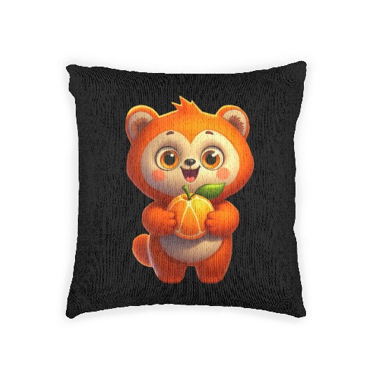 Bear with orange Woven Pillows