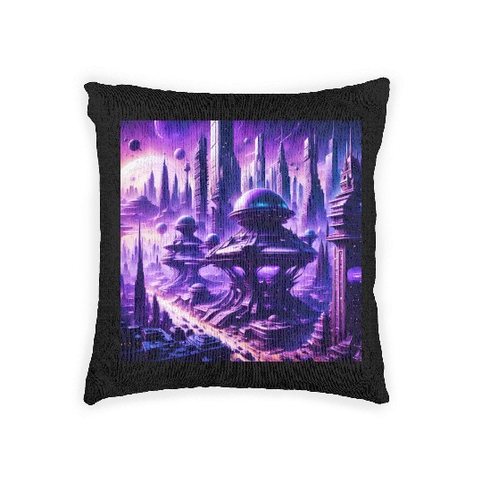 Futuristic Sci-FI Fantasy Alien Planet Woven Pillows