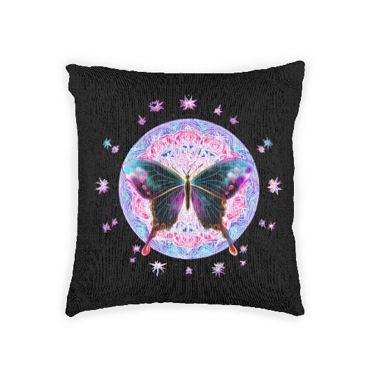 Mystical Butterfly Mandala Design Woven Pillows