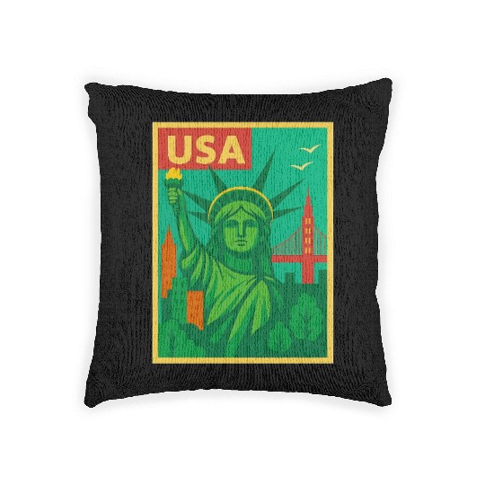 Iconic Statue of Liberty Urban Artwork  Woven Pillows