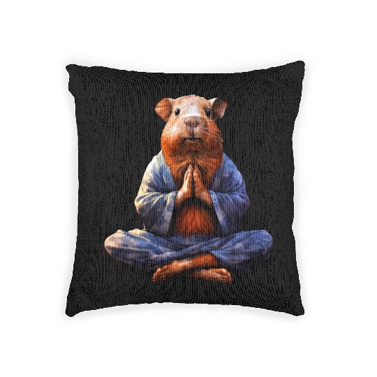 Yoga guinea pig Woven Pillows