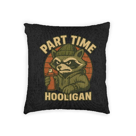 Graffiti Raccoon Retro Style Woven Pillows