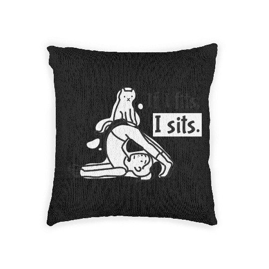 Whimsical Cat and Person Yoga Illustration Woven Pillows
