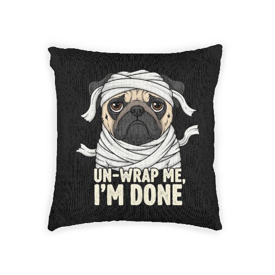 Funny Mummy Dog Illustration Woven Pillows