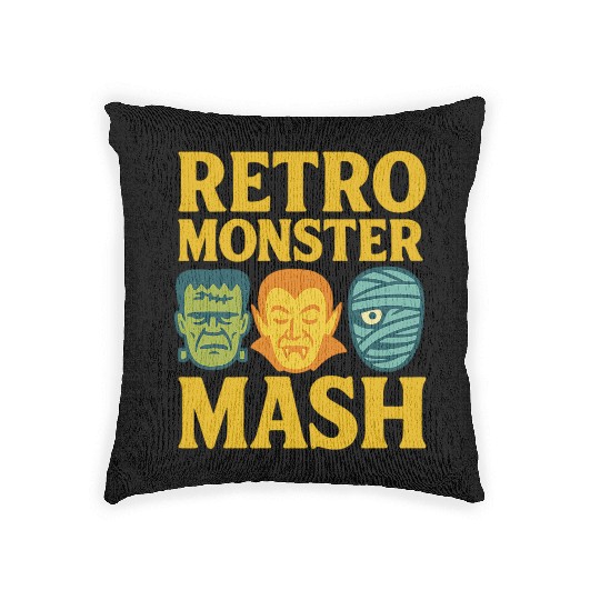 Retro Monster Mash Woven Pillows Design