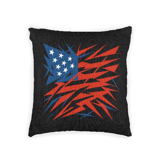Abstract American Flag Deconstructivism Style Woven Pillows