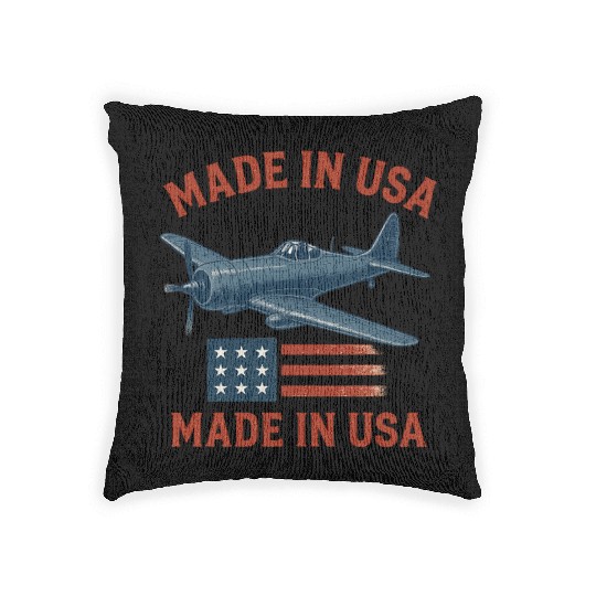 Vintage Military Aircraft USA Prid Woven Pillows