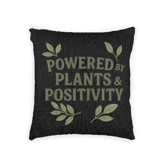 Empowering Plants and Positivity Motif Woven Pillows