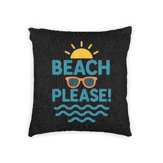 Sunny Beach Vacation Graphic Woven Pillows