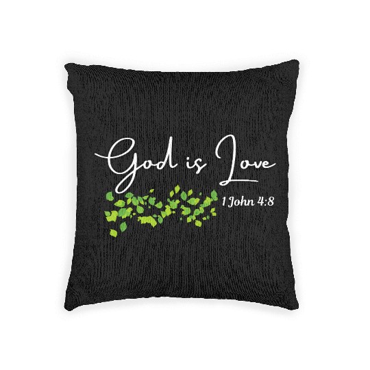 God is Love Biblical Leaf Design Woven Pillows