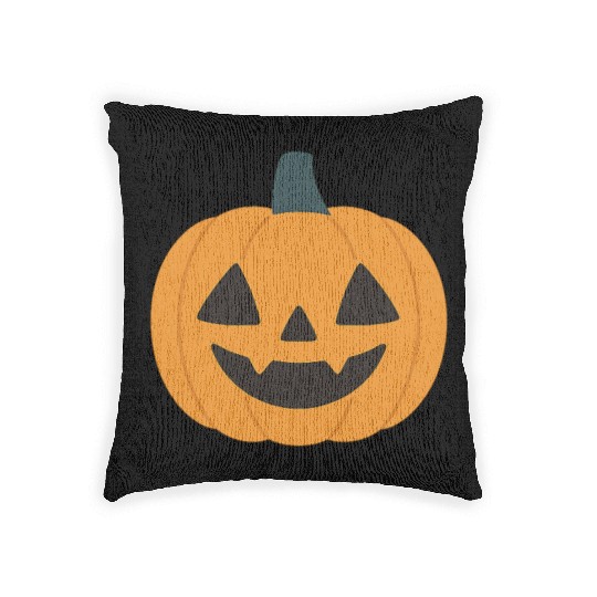 Festive Pumpkin Jack-o'-Lantern Design Woven Pillows