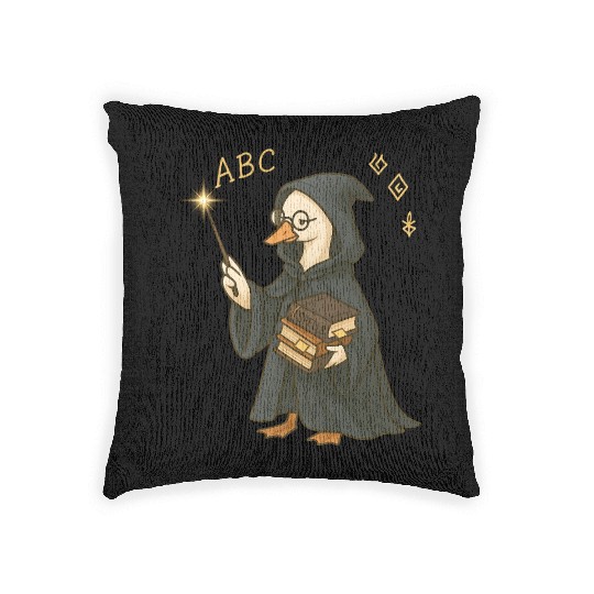 Wizard Goose with Spell Books Woven Pillows