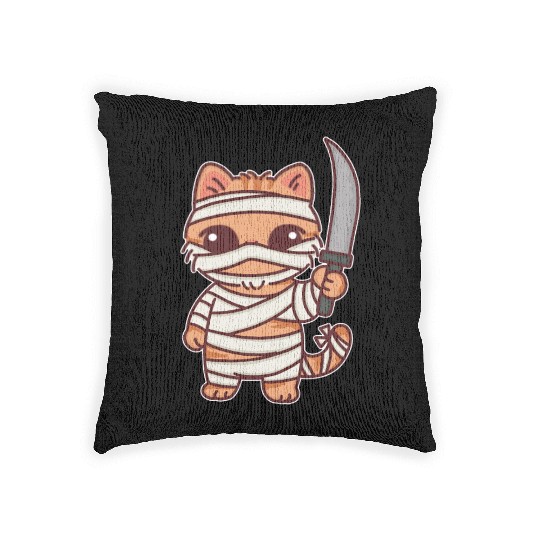 Mummy Cat Warrior Cartoon Design Woven Pillows