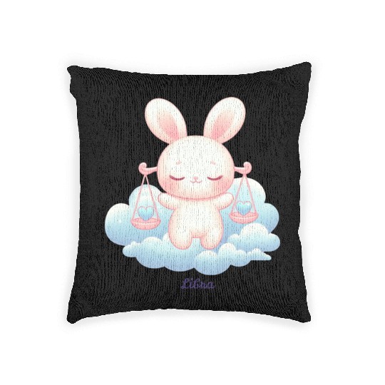 Sweet Bunny Libra Illustration Woven Pillows