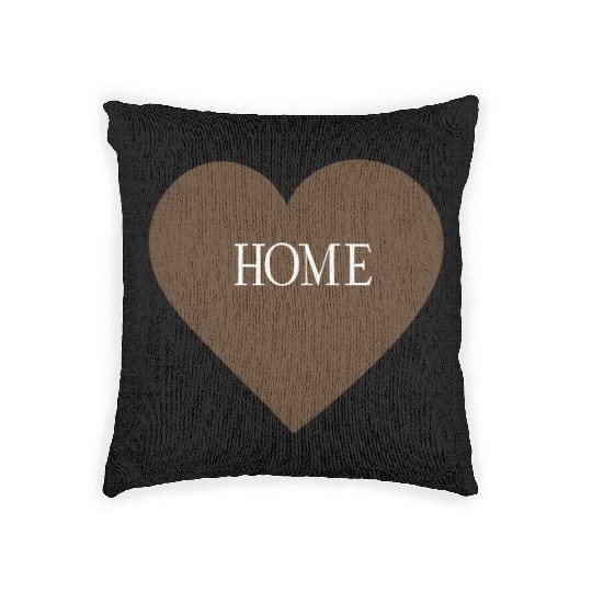 Heartfelt ‘HOME’ Design – Cozy Brown Heart Graphic Woven Pillows