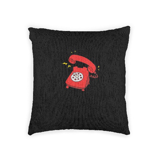 Funny Red Phone Retirement Card Illustration Woven Pillows