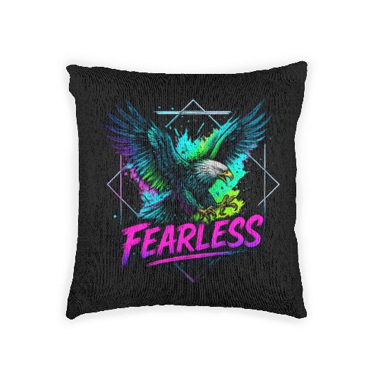 Fearless Eagle Neon Design Woven Pillows