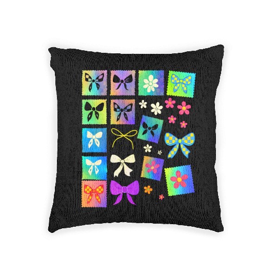Pastel Aesthetic Stam Y2K Cute Girly Coquette Bow Woven Pillows
