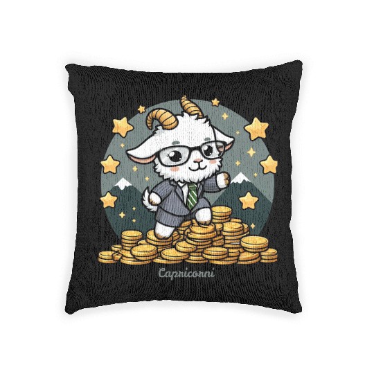 Capricorn Business Goat Illustration Woven Pillows