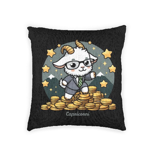 Capricorn Business Goat Illustration Woven Pillows
