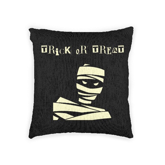 Mummy Look "Trick and Treat" Halloween Woven Pillows – S