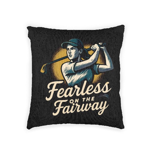 FEARLESS ON THE FAIRWAY FUNNY WOMEN GOLF Woven Pillows