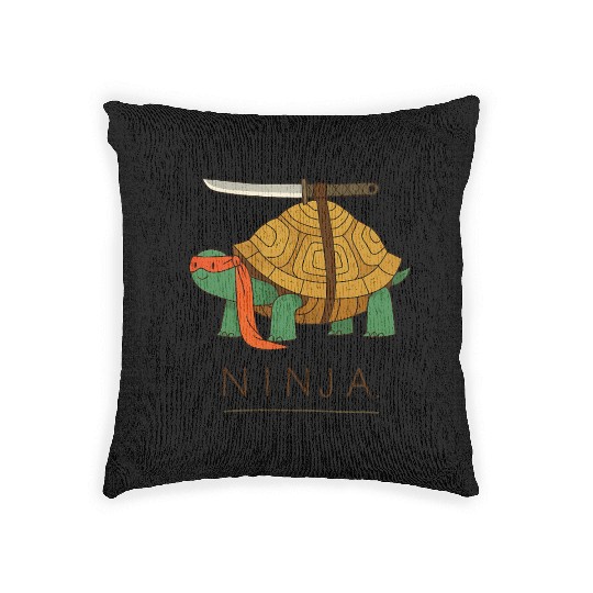 Ninja Turtle Warrior Illustration Woven Pillows