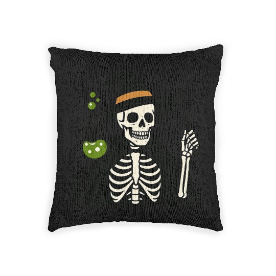 Magical Skeleton Wizard Illustration Woven Pillows
