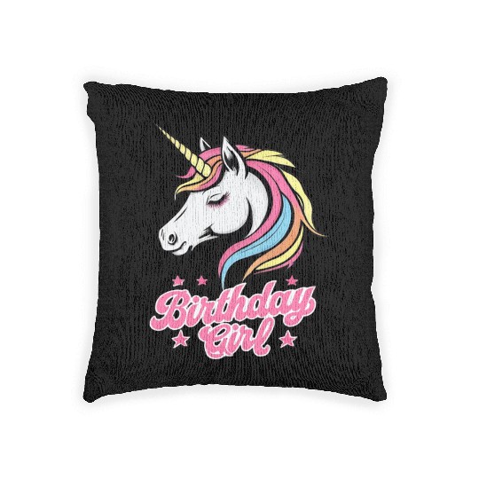 Sparkling Rainbow Unicorn Birthday Woven Pillows