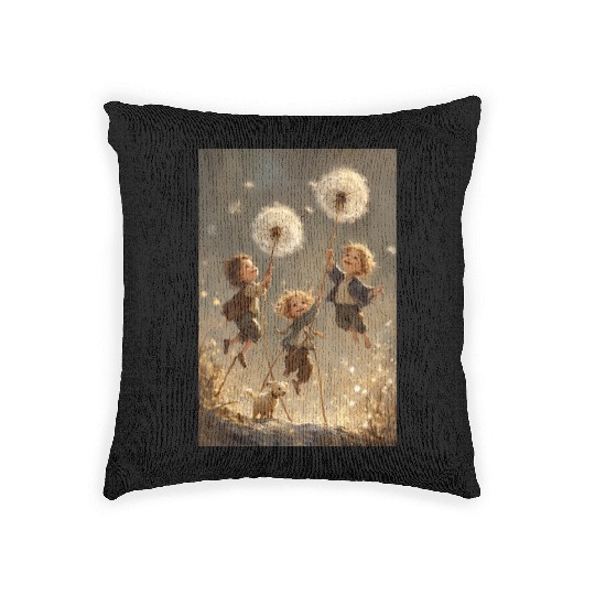 Joyful Dandelion Adventure Woven Pillows