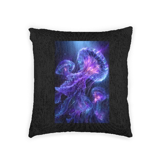 Neon Glow Jellyfish Woven Pillows