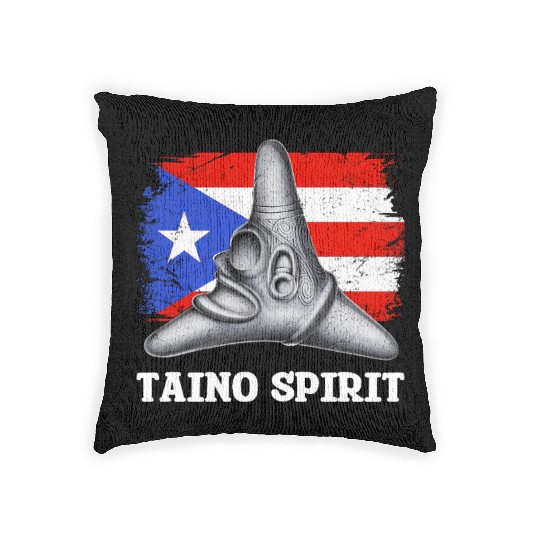 Puerto Rico Cemi Triangle Statue Flag Woven Pillows