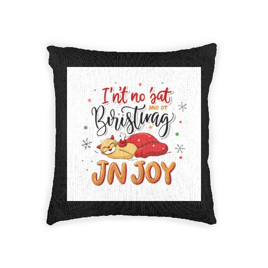 Festive Cat Joy Christmas Design Woven Pillows