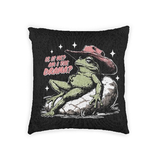 Am I The Drama Whimsical Lizard frog Woven Pillows