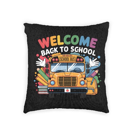 Welcome Back to School School Bus Woven Pillows
