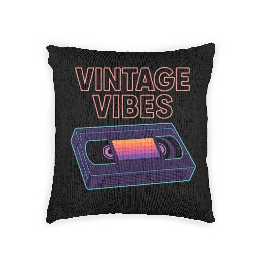Vintage Cassette Tape Neon Design Woven Pillows