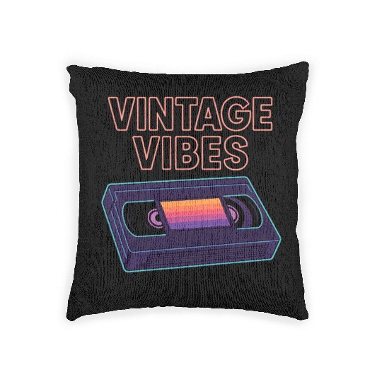 Vintage Cassette Tape Neon Design Woven Pillows