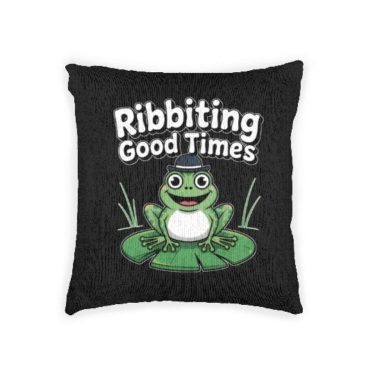 Whimsical Frog with Hat and Lily Pads Woven Pillows