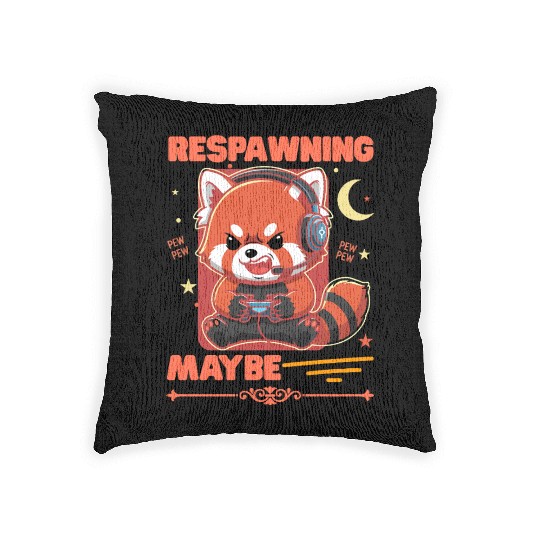 Respawning Maybe – Funny Gamer Panda Woven Pillows