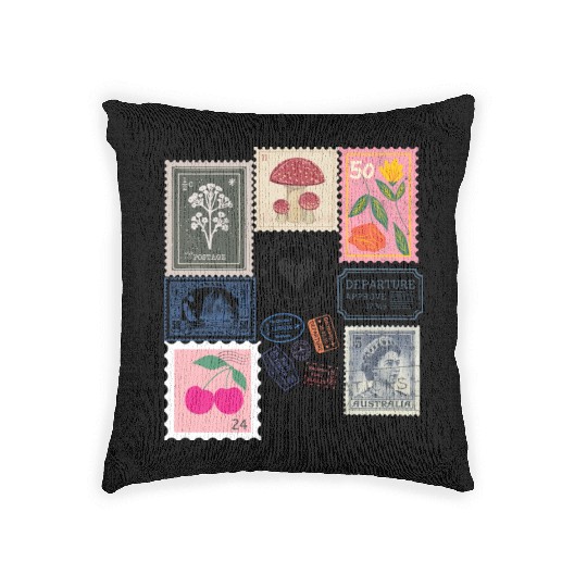 Vintage Stamps Woven Pillows